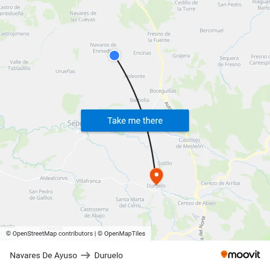 Navares De Ayuso to Duruelo map
