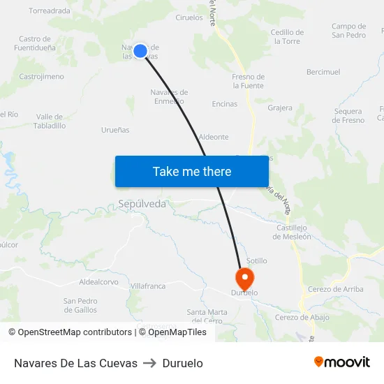 Navares De Las Cuevas to Duruelo map