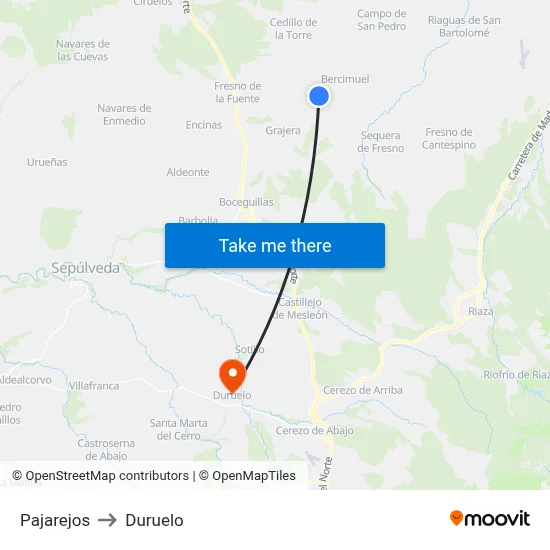 Pajarejos to Duruelo map