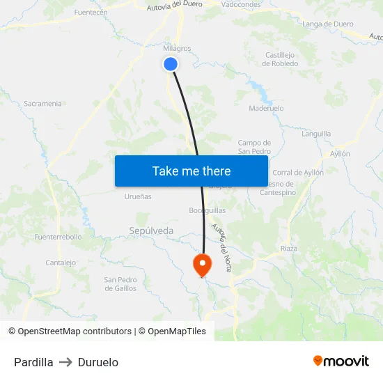 Pardilla to Duruelo map