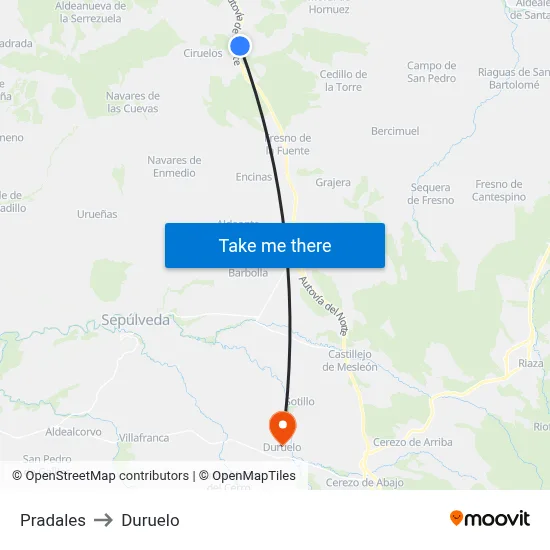 Pradales to Duruelo map