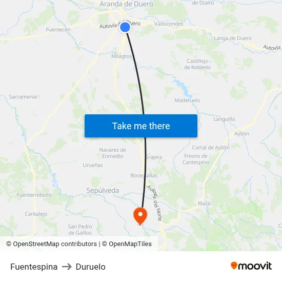 Fuentespina to Duruelo map