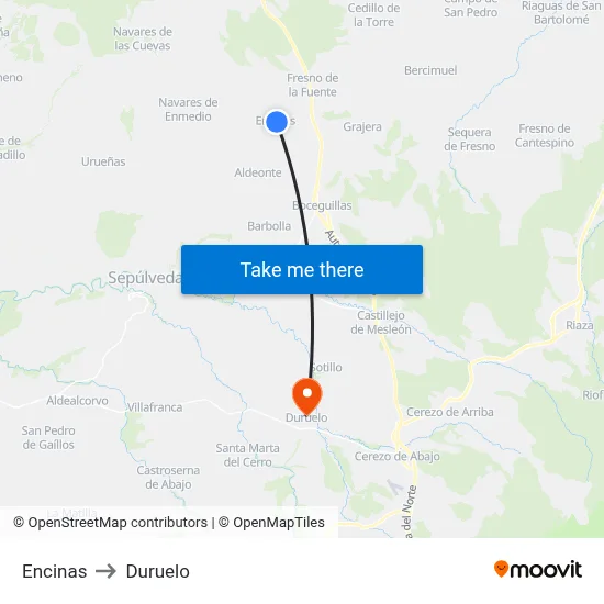 Encinas to Duruelo map