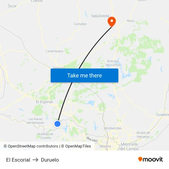 El Escorial to Duruelo map