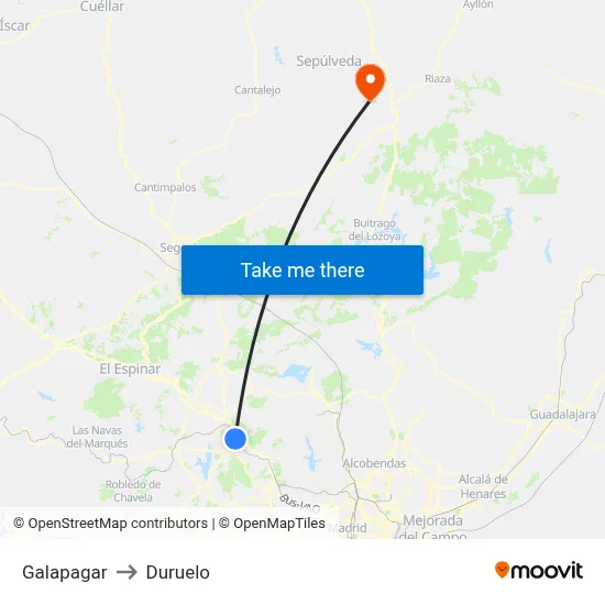 Galapagar to Duruelo map