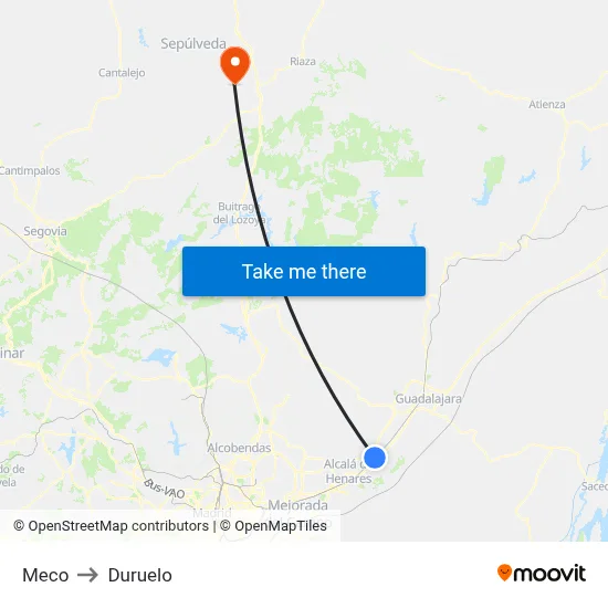 Meco to Duruelo map