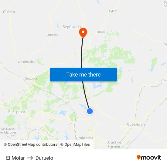 El Molar to Duruelo map