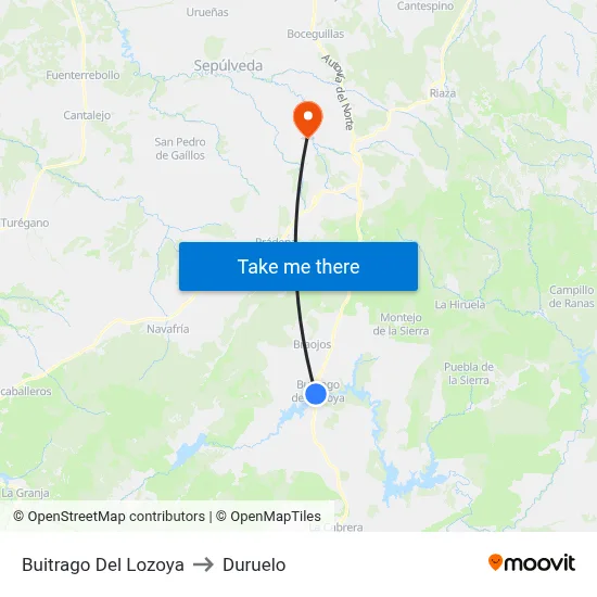 Buitrago Del Lozoya to Duruelo map