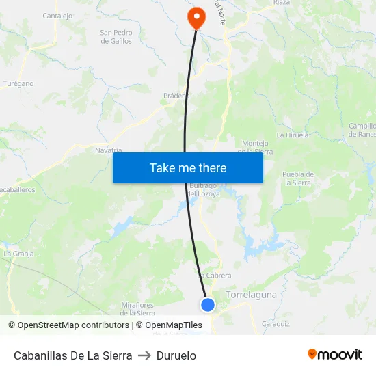 Cabanillas De La Sierra to Duruelo map
