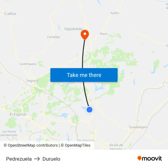 Pedrezuela to Duruelo map