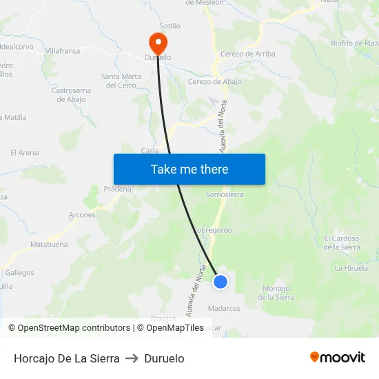 Horcajo De La Sierra to Duruelo map