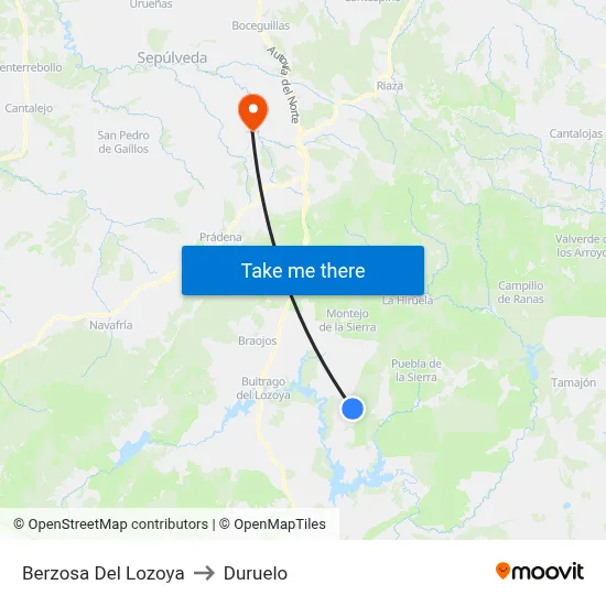 Berzosa Del Lozoya to Duruelo map