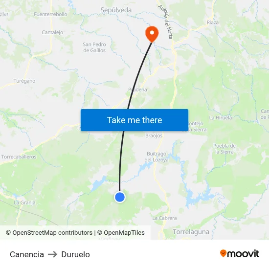 Canencia to Duruelo map