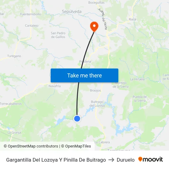 Gargantilla Del Lozoya Y Pinilla De Buitrago to Duruelo map