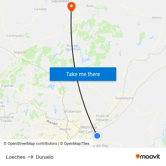 Loeches to Duruelo map
