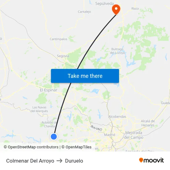 Colmenar Del Arroyo to Duruelo map