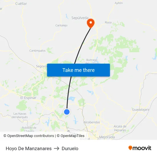 Hoyo De Manzanares to Duruelo map