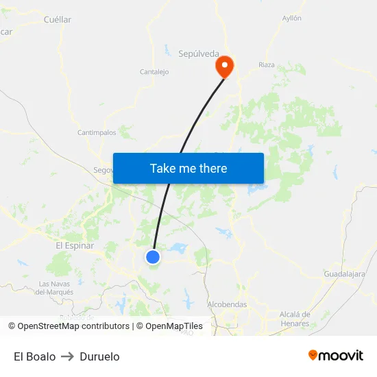 El Boalo to Duruelo map