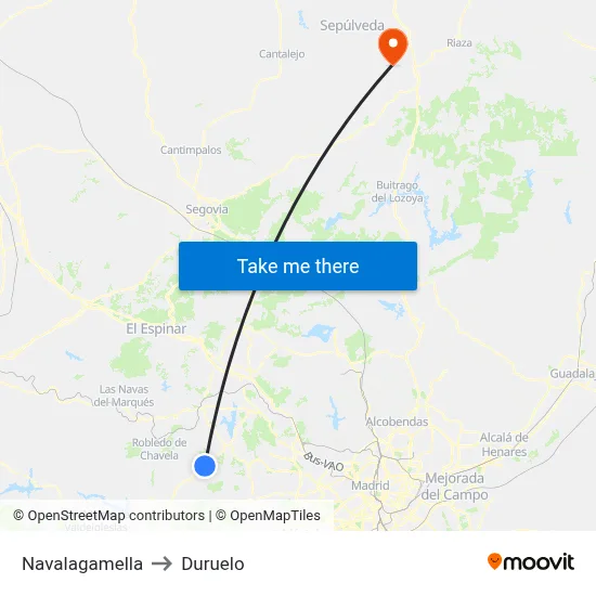 Navalagamella to Duruelo map