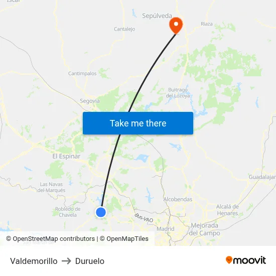 Valdemorillo to Duruelo map