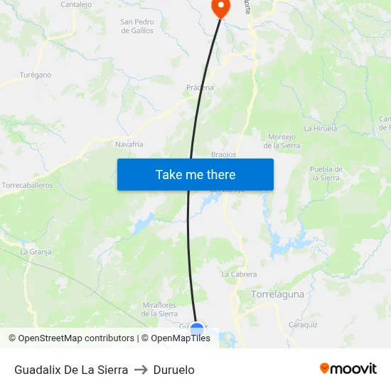 Guadalix De La Sierra to Duruelo map