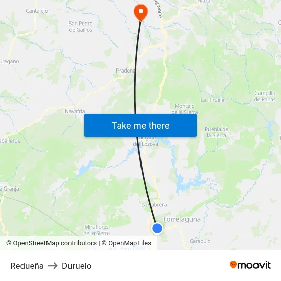 Redueña to Duruelo map