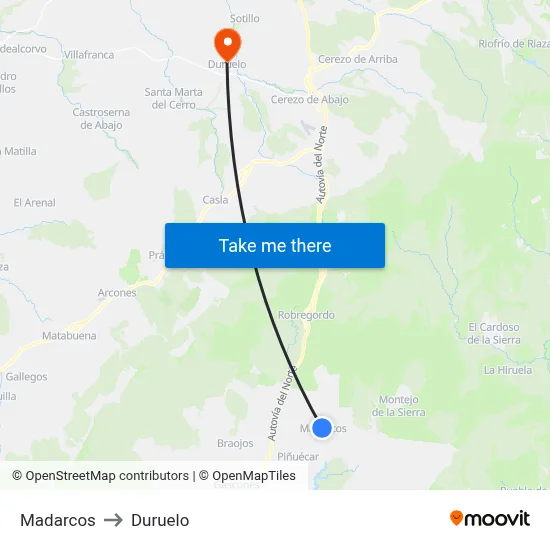 Madarcos to Duruelo map