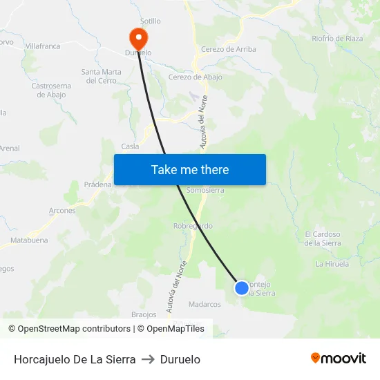 Horcajuelo De La Sierra to Duruelo map
