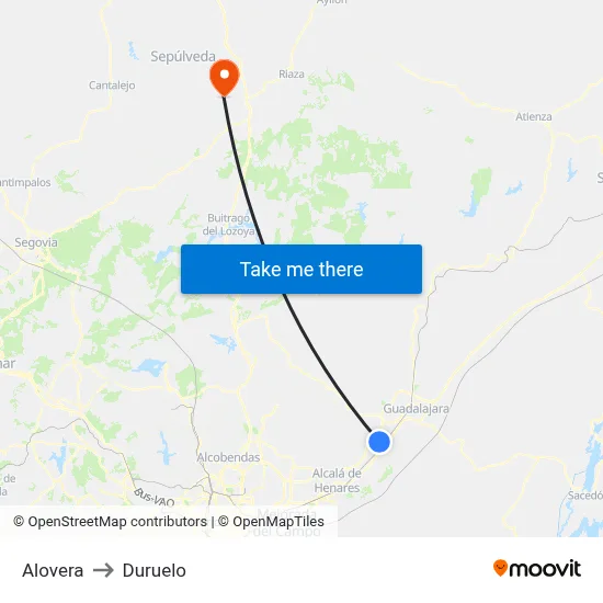 Alovera to Duruelo map