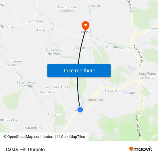 Casla to Duruelo map