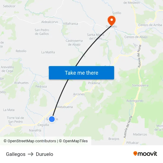Gallegos to Duruelo map