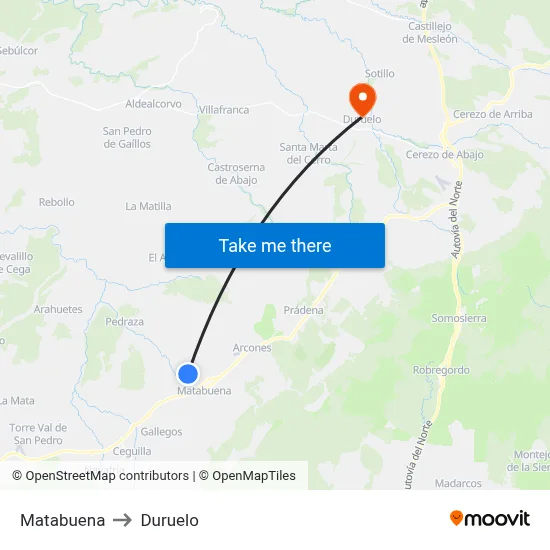 Matabuena to Duruelo map
