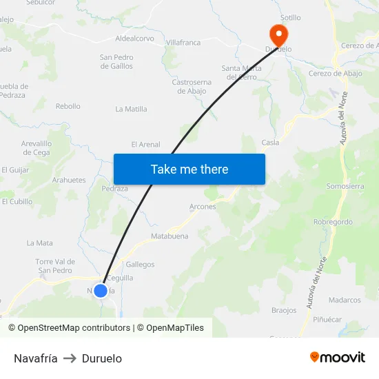 Navafría to Duruelo map