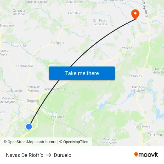 Navas De Riofrío to Duruelo map
