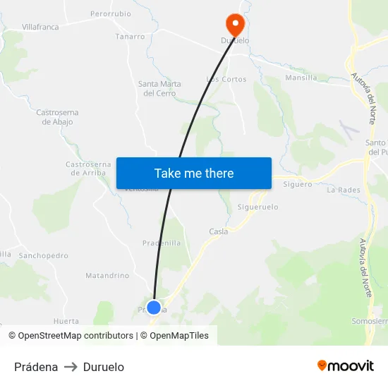 Prádena to Duruelo map
