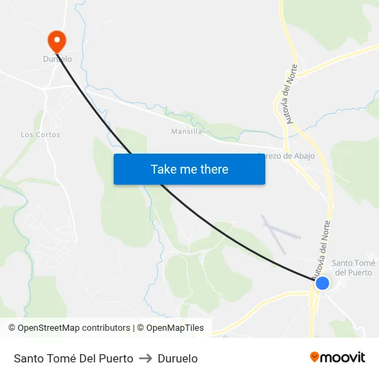 Santo Tomé Del Puerto to Duruelo map