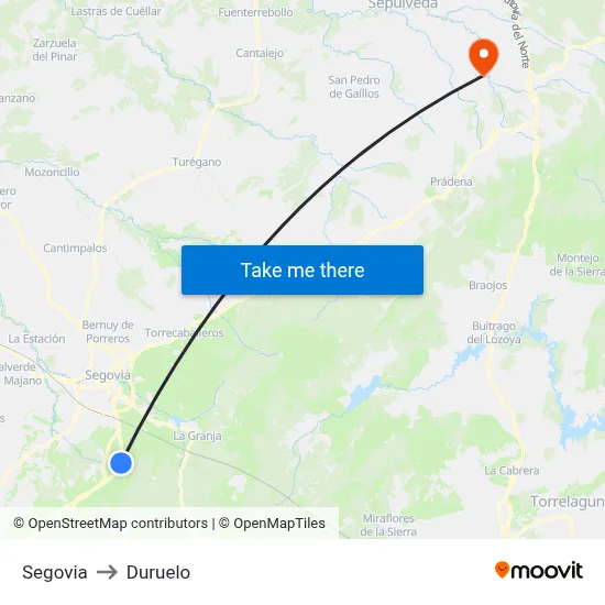 Segovia to Duruelo map