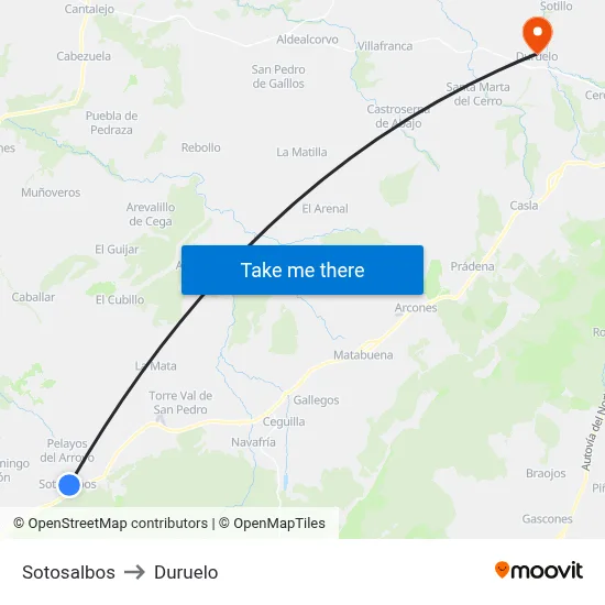 Sotosalbos to Duruelo map