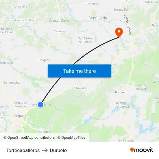 Torrecaballeros to Duruelo map