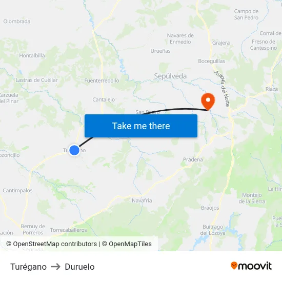 Turégano to Duruelo map