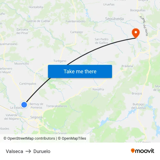 Valseca to Duruelo map