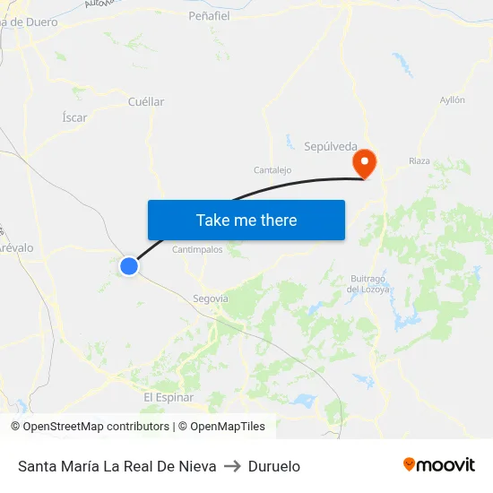 Santa María La Real De Nieva to Duruelo map