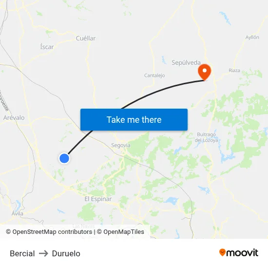Bercial to Duruelo map