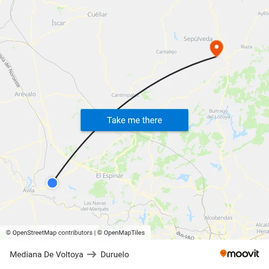Mediana De Voltoya to Duruelo map
