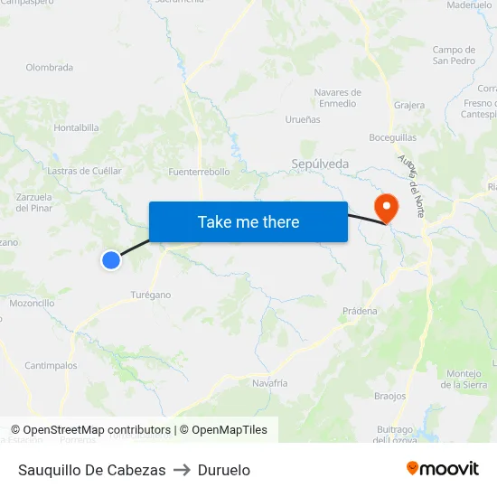 Sauquillo De Cabezas to Duruelo map