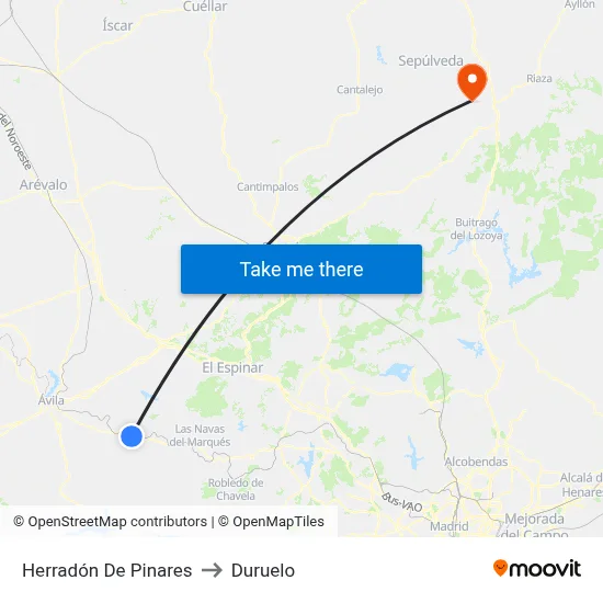 Herradón De Pinares to Duruelo map