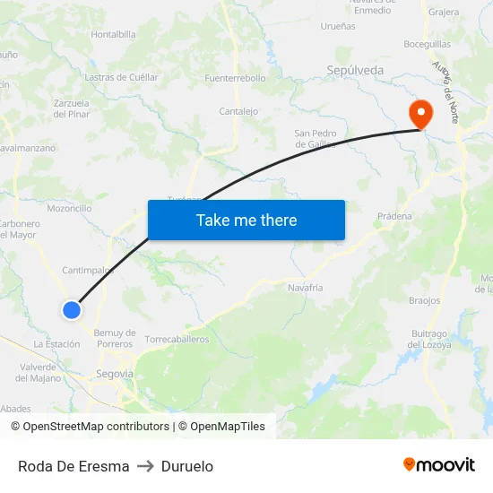 Roda De Eresma to Duruelo map