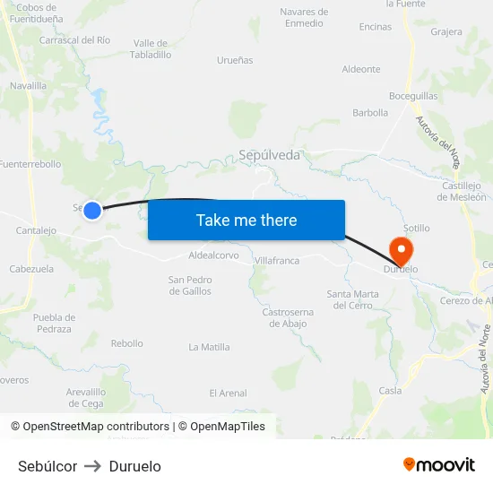 Sebúlcor to Duruelo map
