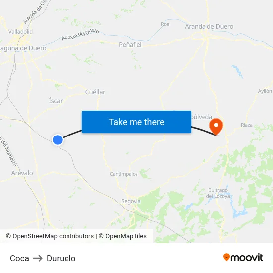Coca to Duruelo map