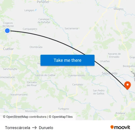 Torrescárcela to Duruelo map